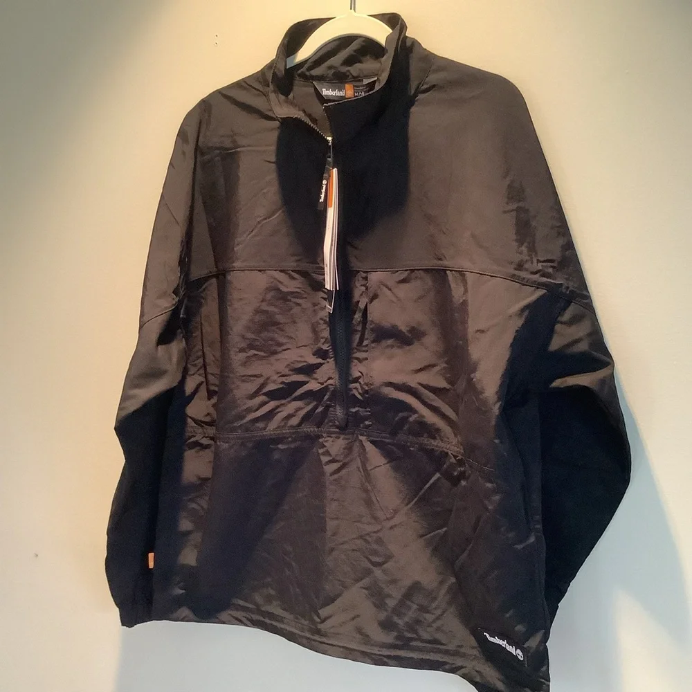 NWT Timberland Men Black Waterproof Packable Quarter Zip Pullover Jacket Sz Med